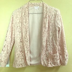 Xhileration Pink Lace Flower Jacket/Blazer